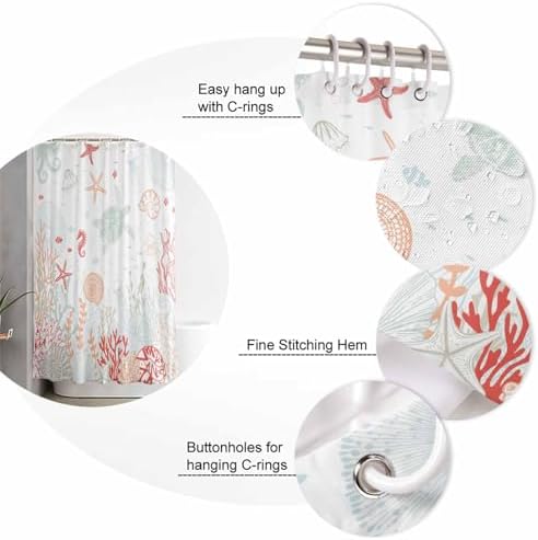 Coastal Turtle Bathroom Set with Shower Curtain Rug and Accessories