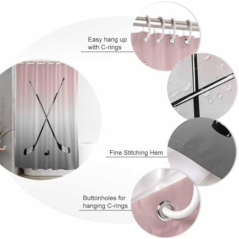 ZOE GARDEN Pink Grey Bathroom Set with Shower Curtain Rug and Accessories