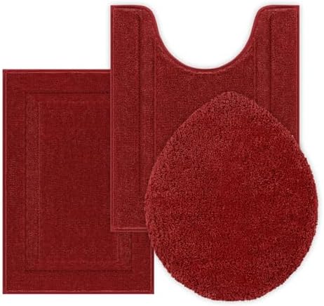 SHACOS 3 Piece Bathroom Rug Set with Non-Slip Mats
