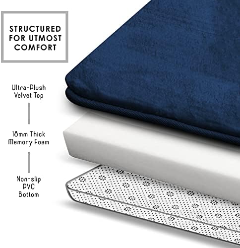 Clara Clark 3 Piece Velvet Bath Mat Set - Non-Slip Dries Quickly