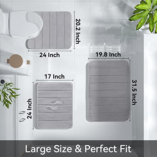 Yimobra 3-Piece Bath Rug Set with Non-Slip Mats
