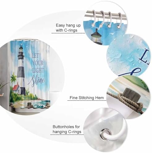 ZOE GARDEN Lighthouse Bathroom Set with Curtain and Rug