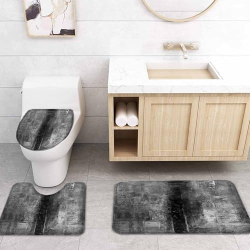ZOE GARDEN Retro Grey Bathroom Set with Shower Curtain and Rug