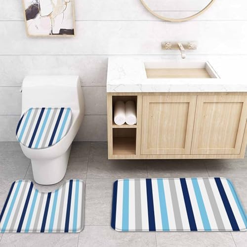 ZOE GARDEN Navy Blue Stripe Bathroom Set