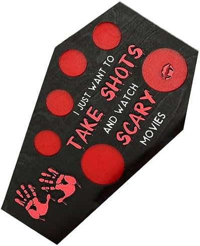Scary Halloween Wood Cup Holder Plate with Handprint Design