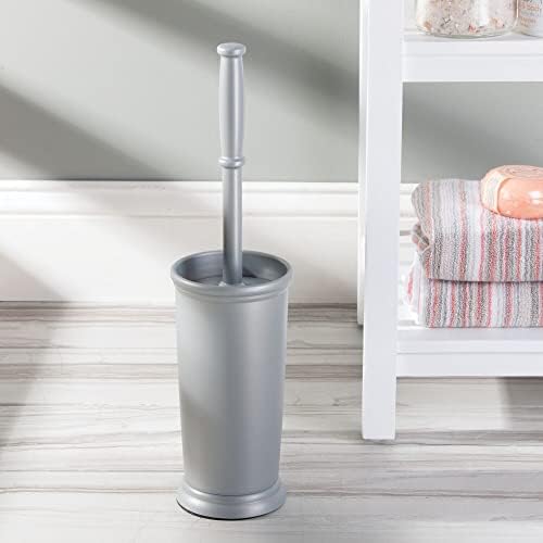 mDesign Compact Freestanding Toilet Brush and Holder - Silver