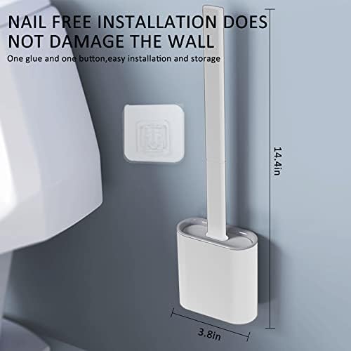 Toilet Brush with Holder Flexible Silicone Cleaning Tool for Bathroom