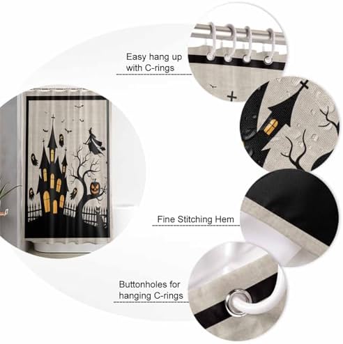 ZOE GARDEN Halloween Bathroom Set with Shower Curtain and Rug