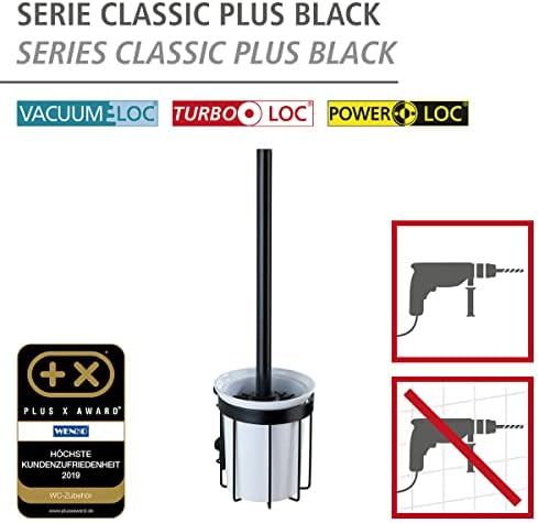 WENKO Classic Plus Black Toilet Brush Holder