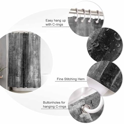 ZOE GARDEN Retro Grey Bathroom Set with Shower Curtain and Rug