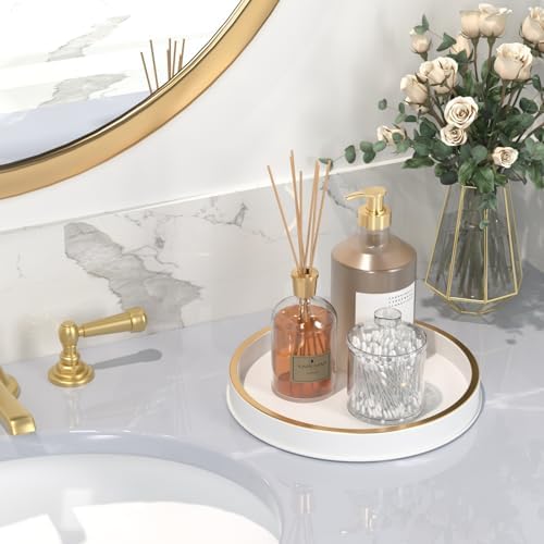 HGF 10 Inch White Brushed Gold Bathroom Tray