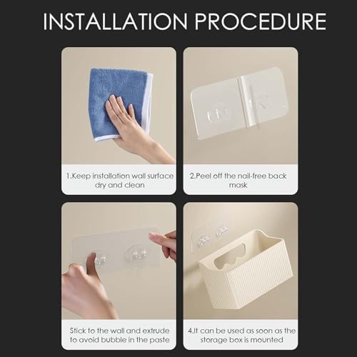 Wall Mounted Storage Organizer with Sticky Hangers