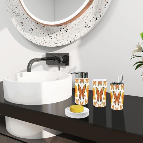 Boho Bathroom Accessories Set 6 Piece Retro Insects Style