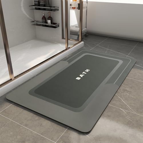 MontVoo Dark Grey Bath Mat - Non Slip Quick Dry 17x35