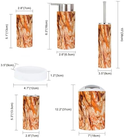 6-Piece Boho Bathroom Accessory Set with Marble Texture