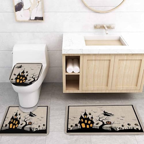 ZOE GARDEN Halloween Bathroom Set with Shower Curtain and Rug