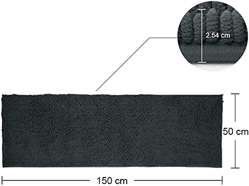 Sheepping Non Slip Black Bath Rug Mat 59 x 20