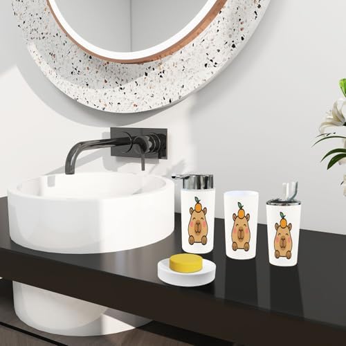 Boho Cute Capybara Bathroom Accessory Set 6 Piece