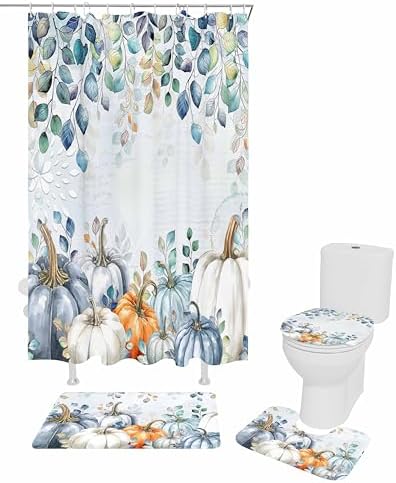 ZOE GARDEN Thanksgiving Bathroom Set with Curtain Rug and Accessories