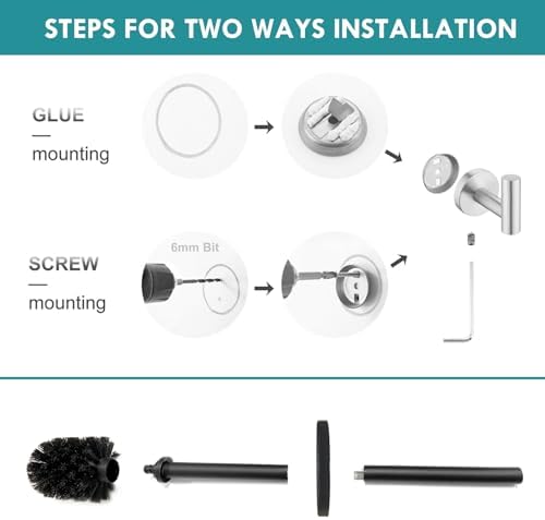 FVITA Wall-Mount Toilet Brush with Stainless Steel Holder