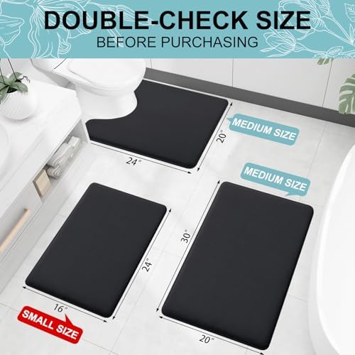 Smiry Memory Foam Bath Mat 36x24 Black