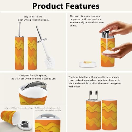 Boho 6-Piece Bathroom Accessory Set in Orange and Yellow Gradient