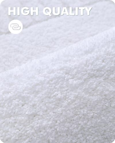 LUMI Non-Slip Bath Rug 20x32 White Machine Washable Thick Absorbent