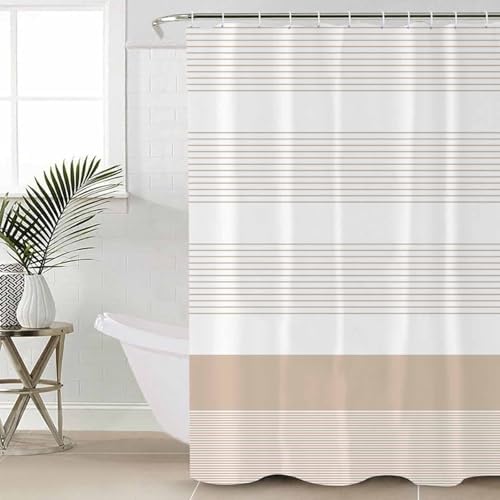 ZOE GARDEN Brown Stripe Bathroom Set with Curtain Rug and Accessories