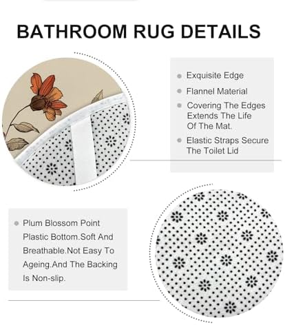 4PCS Fall Cream Pumpkin Bath Set with Non-Slip Rug and U Shape