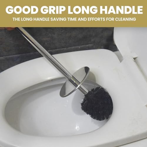 Modern Toilet Brush and Holder Set Black Gold