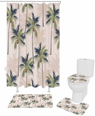 Zoe Garden 72x72 Inch Tropical Palm Tree Bathroom Set
