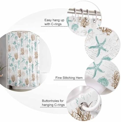 ZOE GARDEN Coastal Bathroom Set with Shower Curtain Rug and Accessories