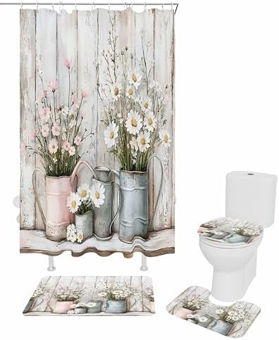 ZOE GARDEN White Pink Floral Bathroom Set