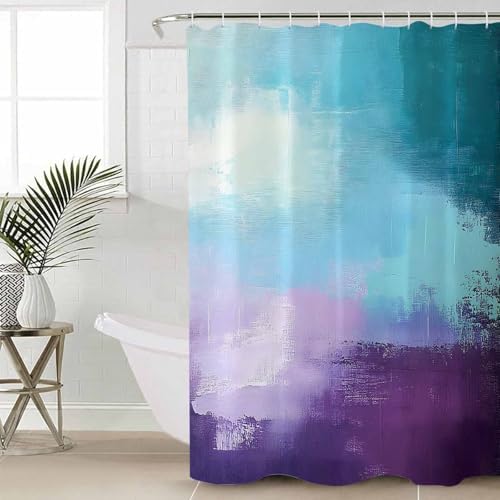 Purple Turquoise Bathroom Set with Shower Curtain Rug Accessories