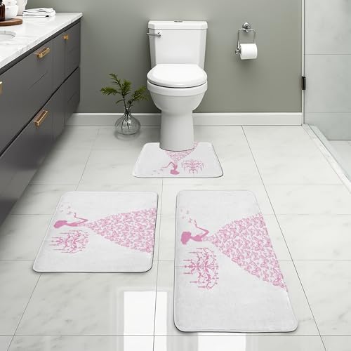 Ambesonne Love 3-Piece Bathroom Rug Set