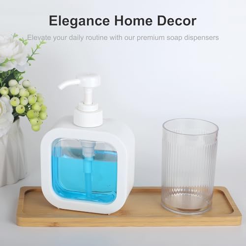 Modern White Soap Dispenser with Pump - Compact 10oz