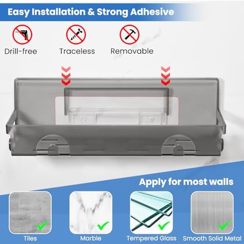 YOTOCK 4-in-1 Shower Caddy Set with Adhesive Mount and Drainage
