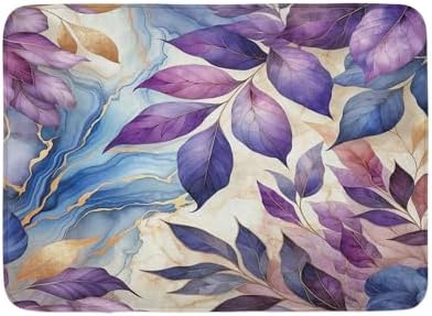 Ambesonne Purple Bath Mat with Dancing Leaves Art