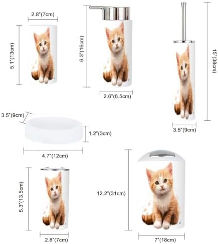 Boho Cute Orange Cat Bathroom Accessories Set of 6