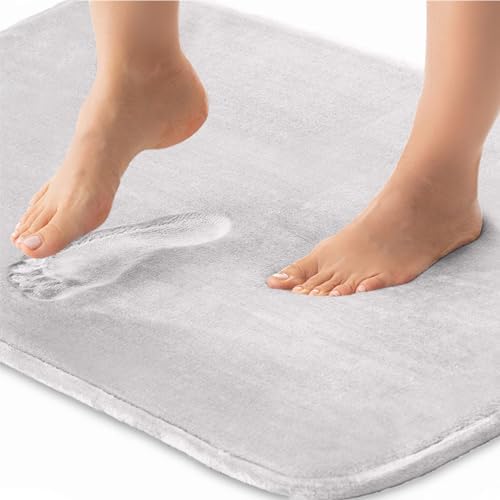 Gorilla Grip Bath Rug Velvet Mat 30x20 Light Gray
