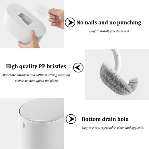 ERGONOW Toilet Brush with Holder and Lid 40cm Curved Design