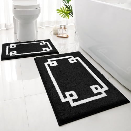 HOMEIDEAS 2-Piece Bath Rug Set Non-Slip Microfiber Mats