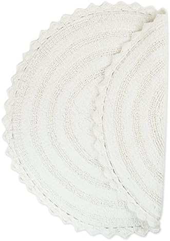 DII Crochet Bath Mat Reversible Round 275 Inch White 1