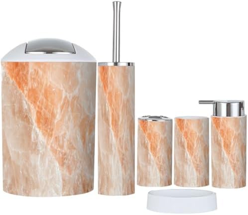 Boho Pastel Pink Bathroom Accessory Set 6 Piece 1