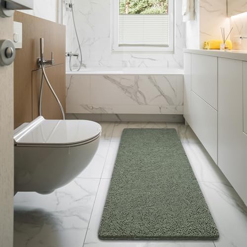 LOCHAS Sage Green Shaggy Bath Mat 24 x 60 Inch