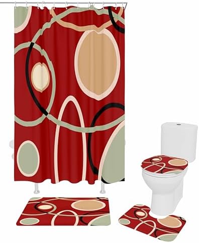 ZOE GARDEN Geometric Red Bathroom Set