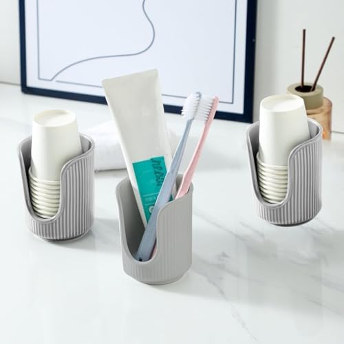 Convenient Bathroom Cup Dispenser for Mouthwash Cups White