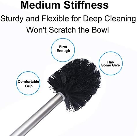 Angle Simple Toilet Brush Set 3PCS with Stainless Steel Handle