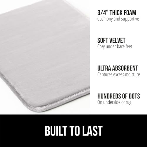 Gorilla Grip Bath Rug Velvet Mat 30x20 Light Gray