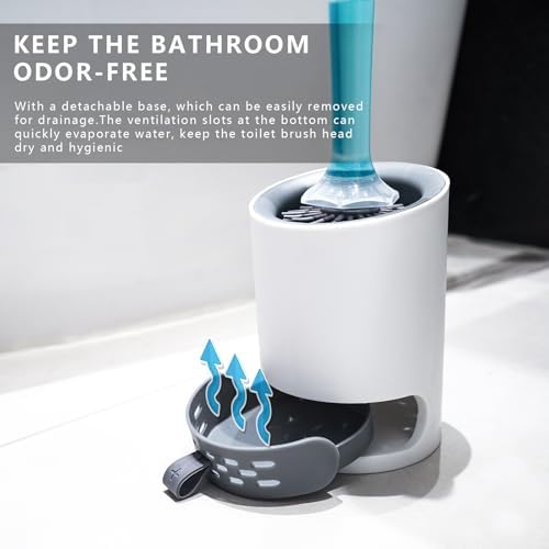 REDANT Silicone Toilet Brush and Holder Set - Drip Proof Grey